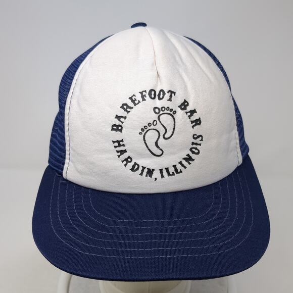 Barefoot Bar Hardin Illinois Snapback Trucker Cap Blue OS Adjustable Mesh Back - Picture 2 of 10